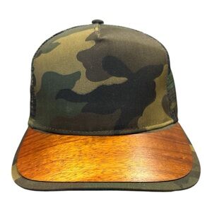 Camouflage Trucker Hat with Wood like Bill